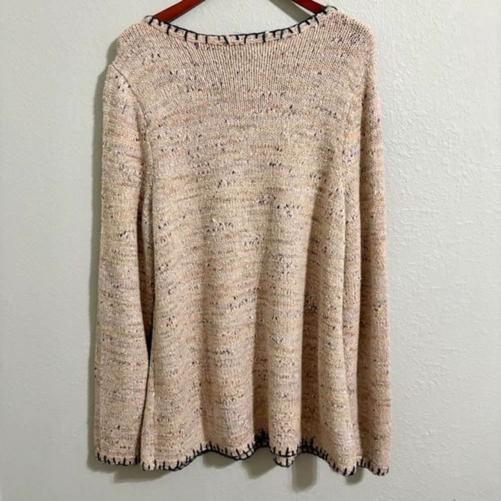 Pure Jill Sweater Women‎ XL (Tagged 3X Runs Small) Beige Speckled Knit Cozy Boho - Picture 6 of 11